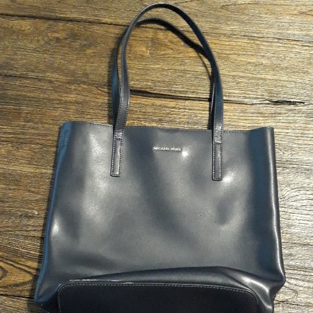 Michael Kors blue leather tote bag